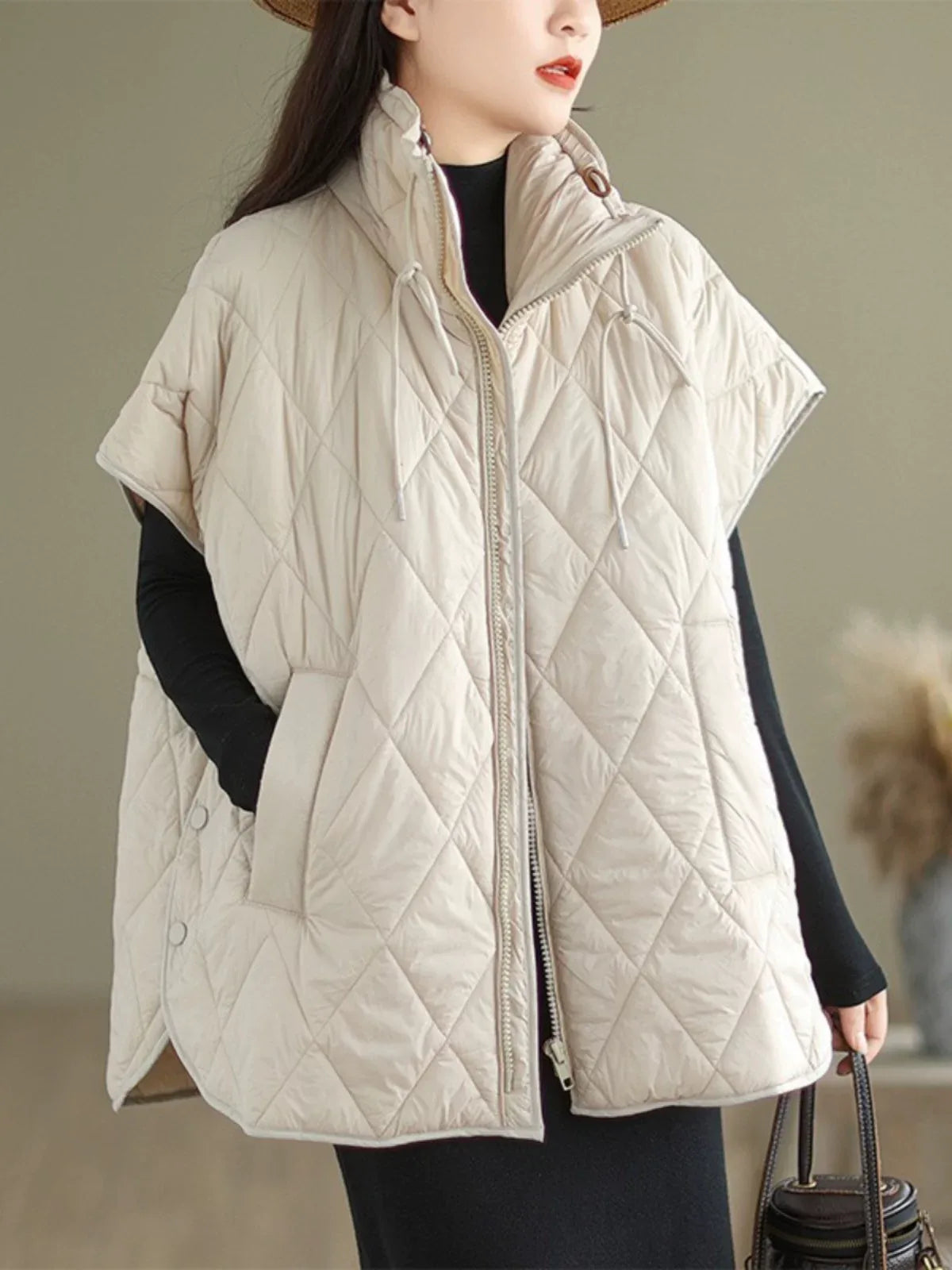 Diamond Quilted Zipper Front Padded Vest