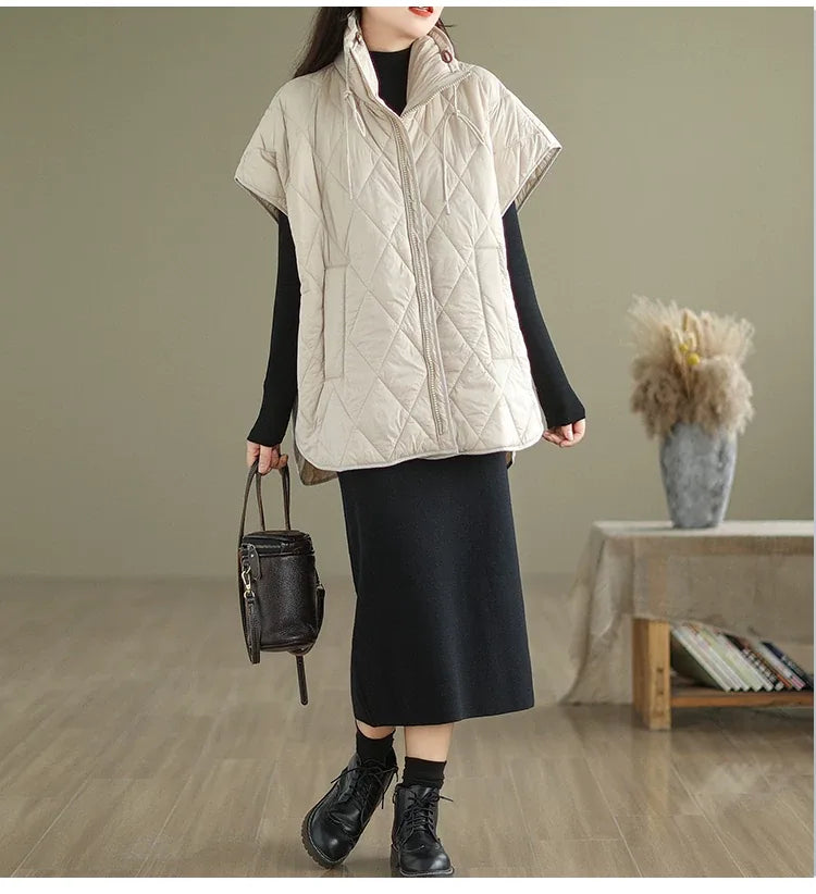 Diamond Quilted Zipper Front Padded Vest
