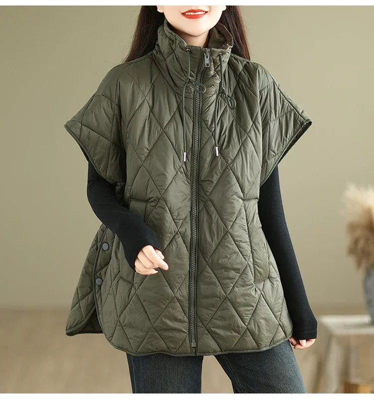 Diamond Quilted Zipper Front Padded Vest