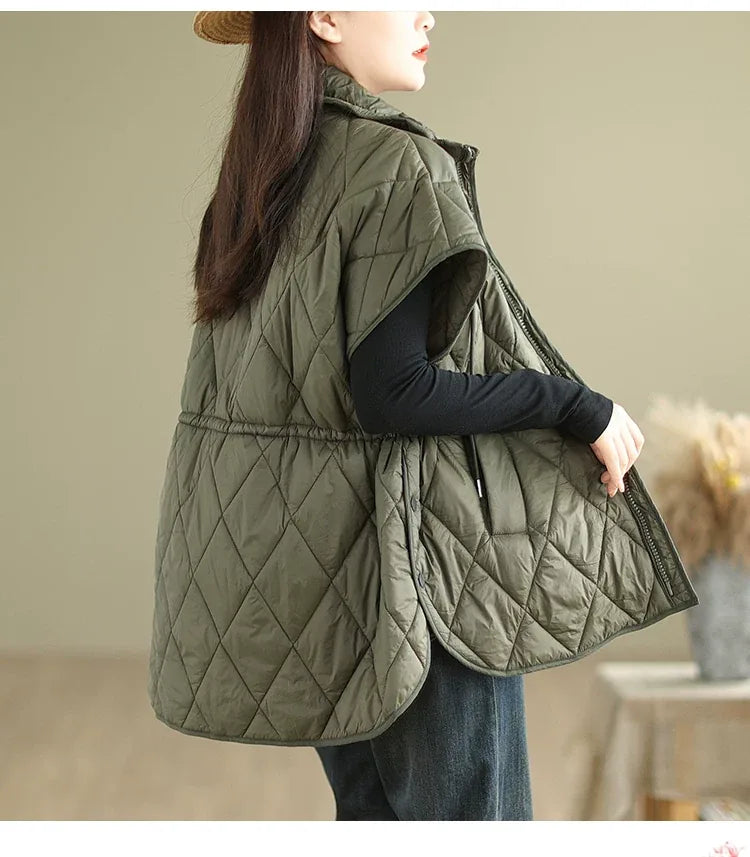 Diamond Quilted Zipper Front Padded Vest