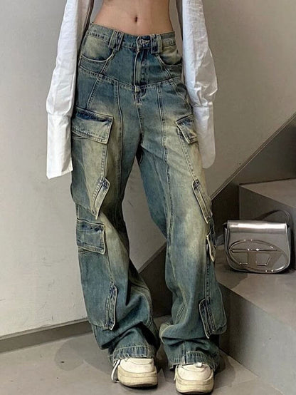 Distressed Pocket Splice Cargo Jeans