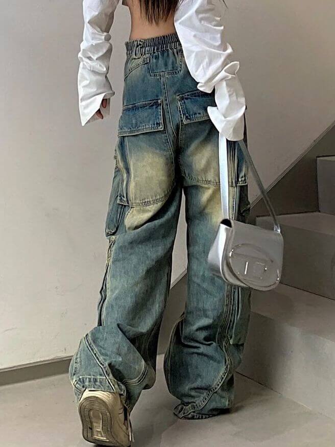 Distressed Pocket Splice Cargo Jeans