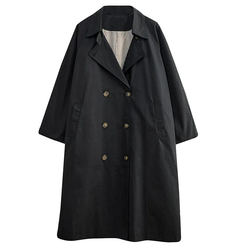Double-Breasted Trench Coat with Contrast Lining