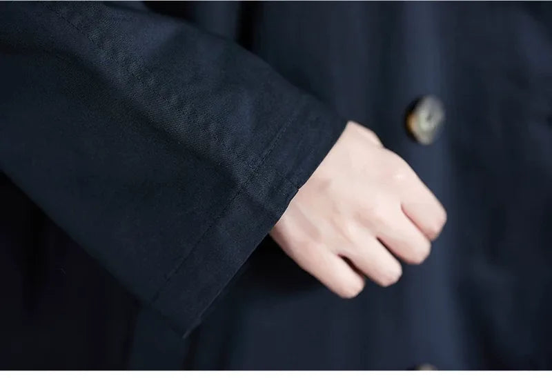 Double-Breasted Trench Coat with Contrast Lining