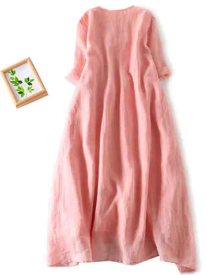 Double Layer Ramie Maxi Dress