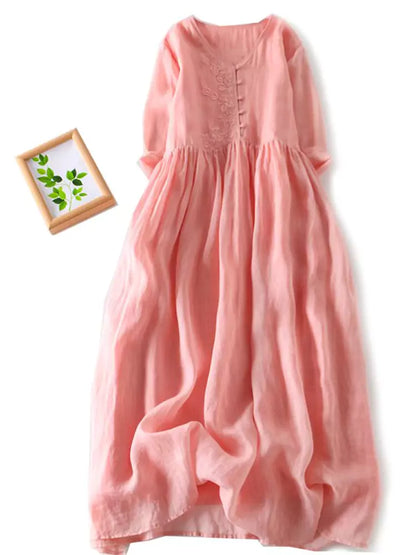 Double Layer Ramie Maxi Dress