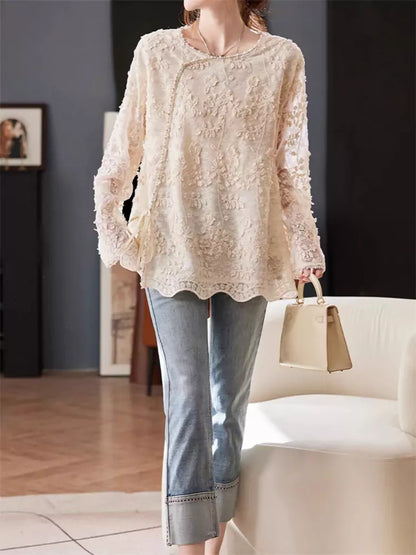 Beaded Embroidered Chiffon Blouse with Sequin Details