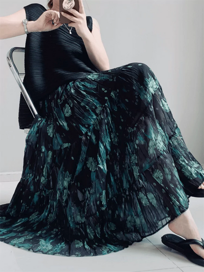 Modischer, eleganter Maxirock mit elastischem Bund und Blumenmuster