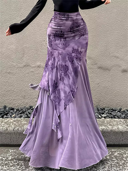 Eleganter, mehrlagiger Midirock aus Mesh mit unregelmäßigem Saum