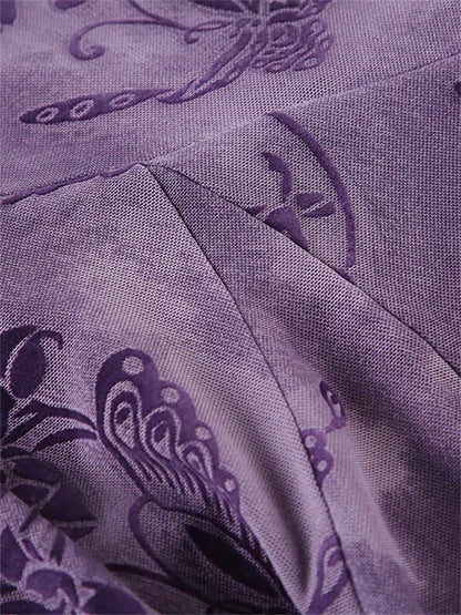 Eleganter, mehrlagiger Midirock aus Mesh mit unregelmäßigem Saum