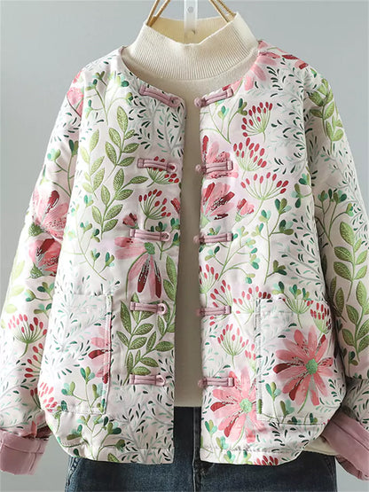 Eleganter wattierter Mantel im orientalischen Stil aus Jacquard-Baumwolle