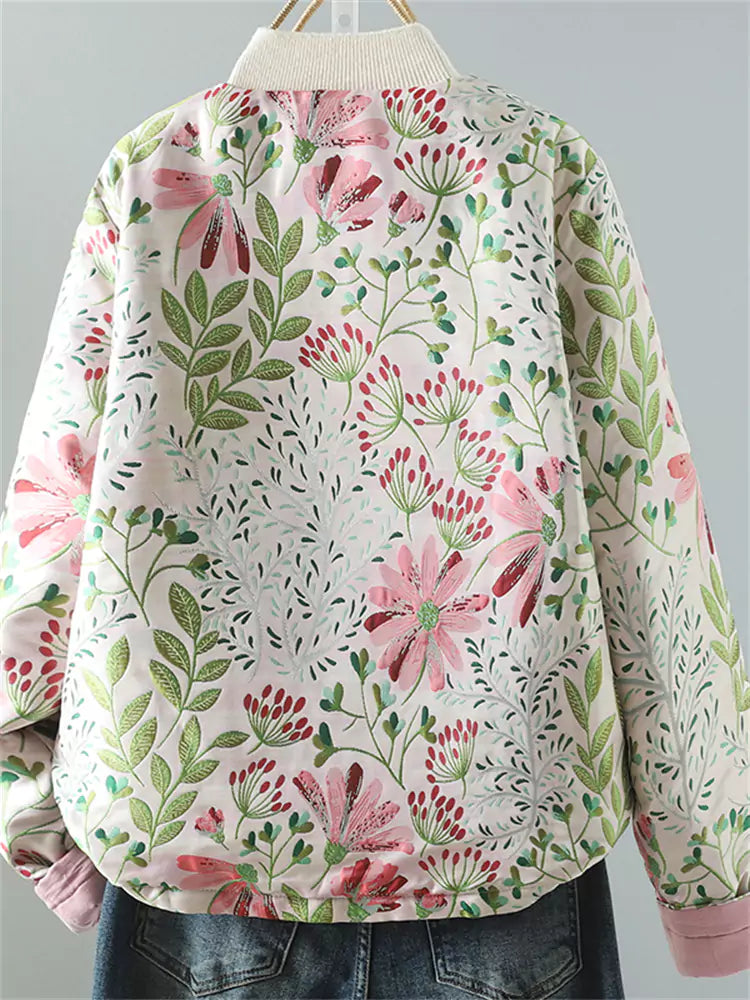 Elegant Oriental Style Jacquard Cotton Padded Coat