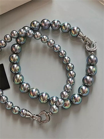 Elegant Silver Grey Pearl Beaded Bracelet