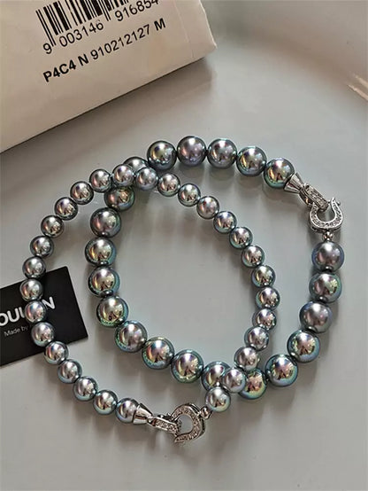 Elegant Silver Grey Pearl Beaded Bracelet