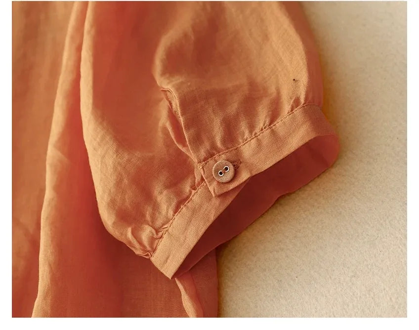 Embroidered Cotton Linen Three Quarter Sleeve Shirt - product image 12 - unknown