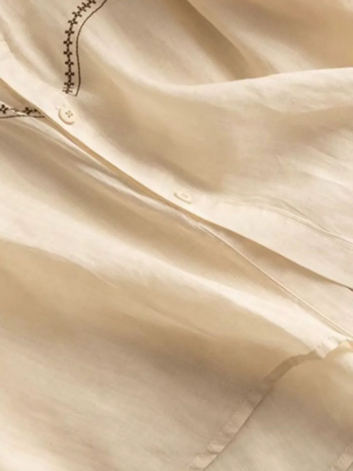 Embroidered Geometric Three Quarter Sleeve Shirt