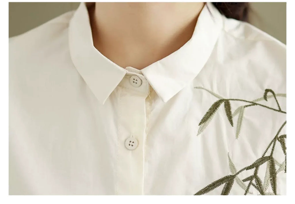 Embroidered Half Sleeve Shirt with Standard Collar - detail view