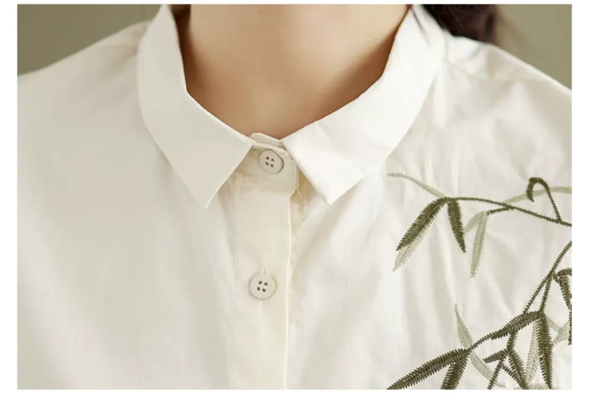 Embroidered Half Sleeve Shirt with Standard Collar - detail view