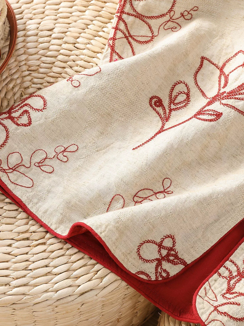 Embroidered Mandarin Collar Frog Button Cotton Linen Vest