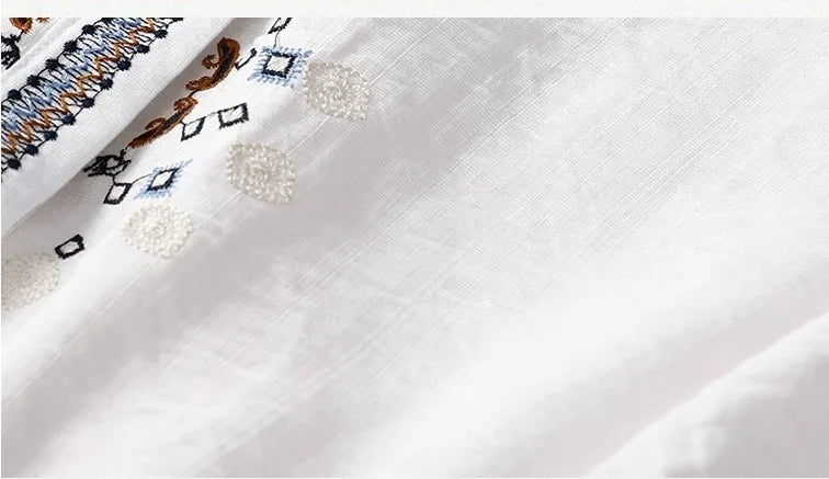 Embroidered Three Quarter Sleeve Shirt, Cotton Linen - product image 12 - unknown