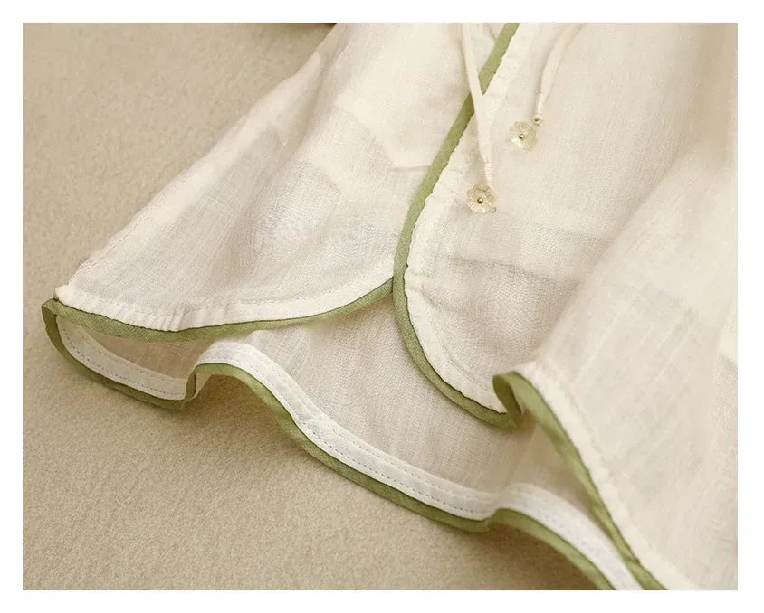 Embroidered Three Quarter Sleeve Shirt with Chinese-Style Placket - product image 4 - unknown