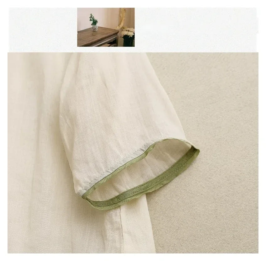 Embroidered Three Quarter Sleeve Shirt with Chinese-Style Placket - product image 7 - unknown