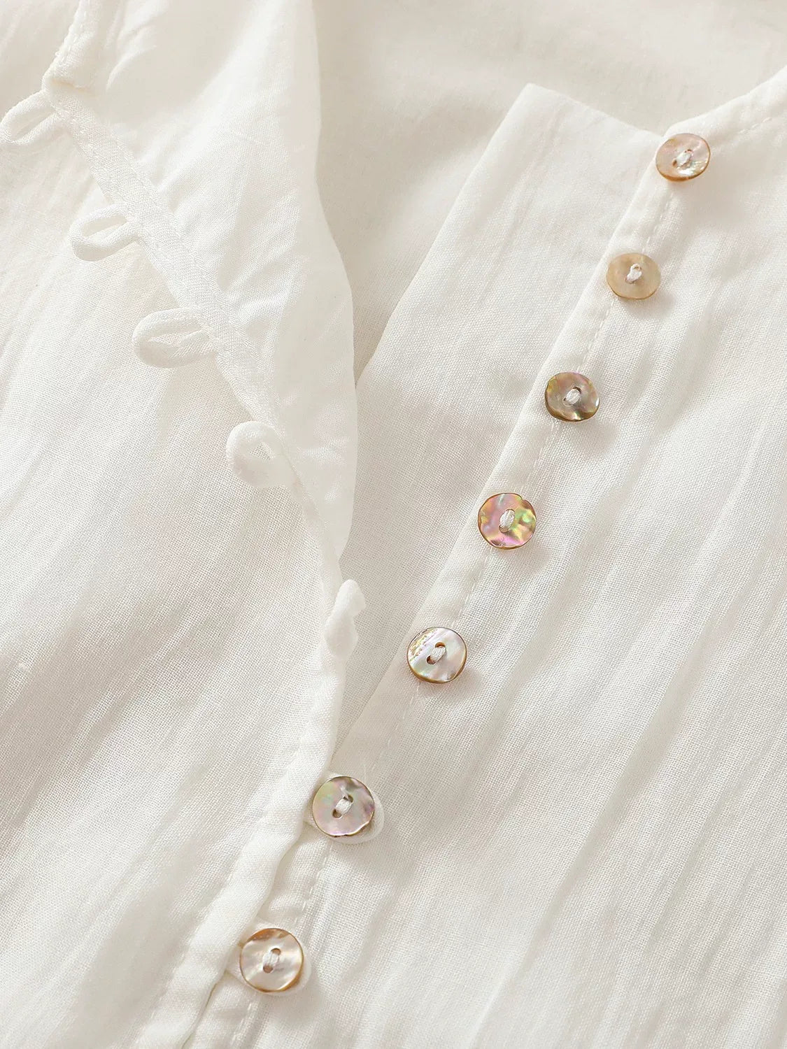 Embroidered Three Quarter Sleeve V-Neck Blouse - product view view