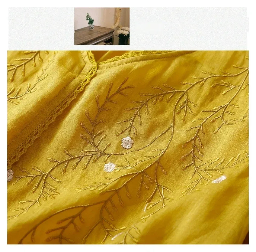 Embroidered V-Neck Three Quarter Sleeve Shirt - product image 7 - unknown