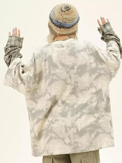 Fake Two Piece Tie-Dye Langarmshirt