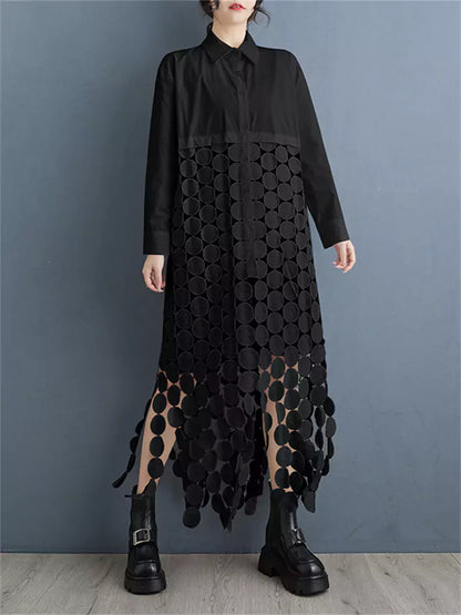 Vestido camisero informal con borlas y corte de disco para mujer