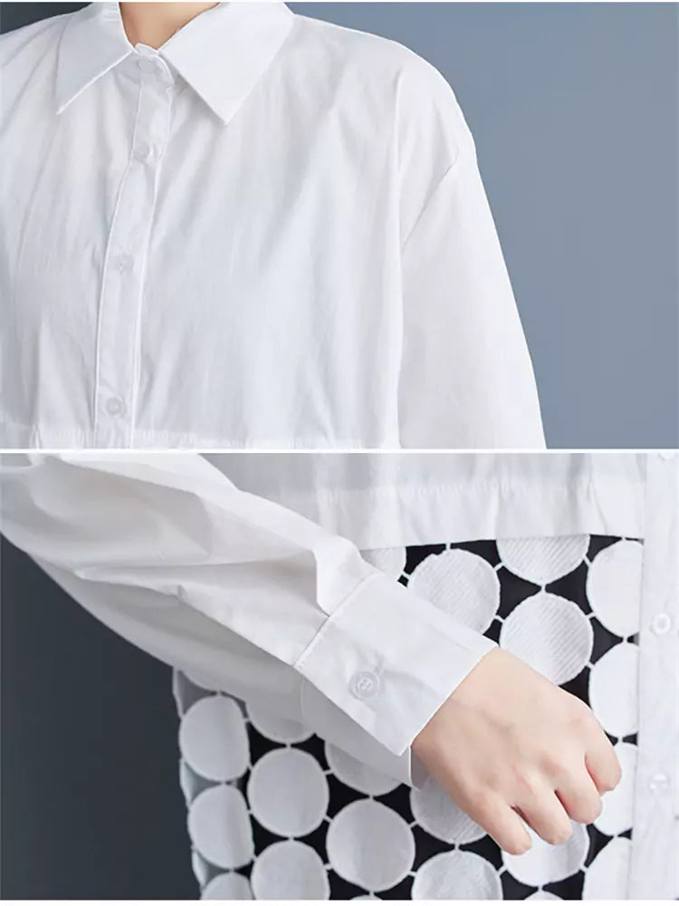 Women's Fashion Cutout Disc Tassel Patchwork Casual Shirt Dress