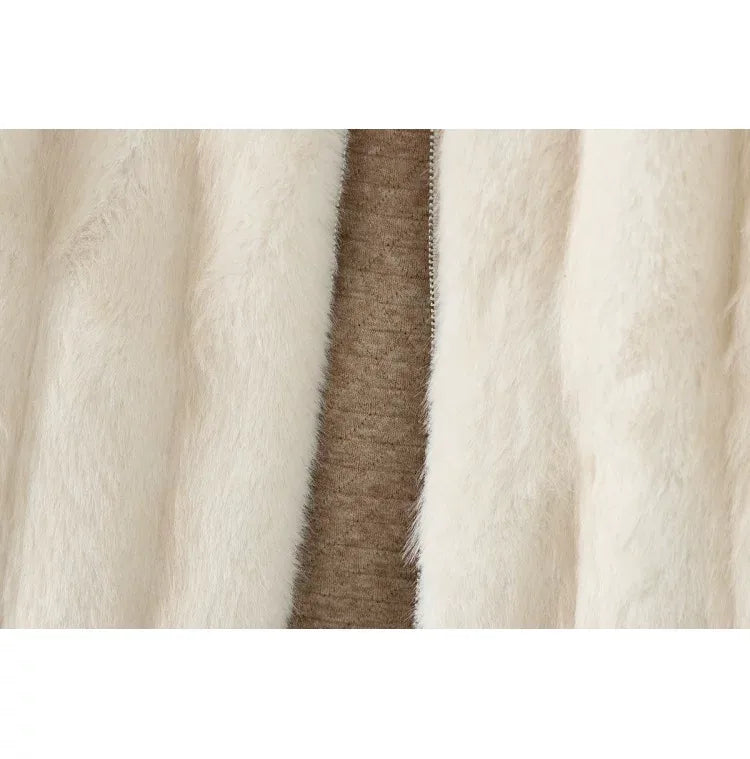 Faux Fur Stand Collar Zip Front Quilted Vest
