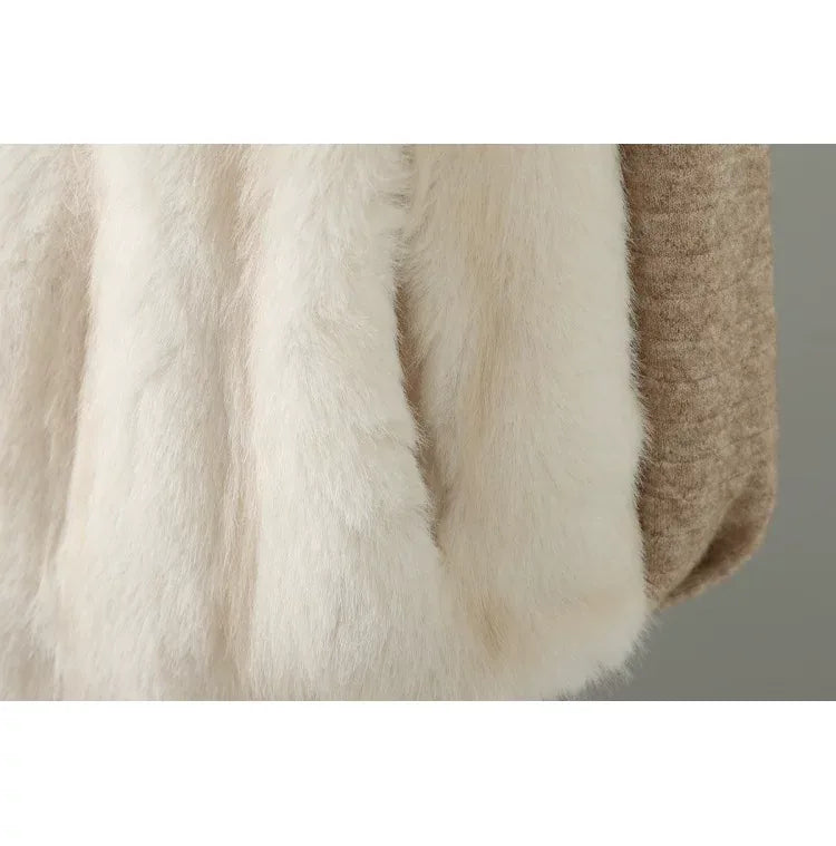 Faux Fur Stand Collar Zip Front Quilted Vest