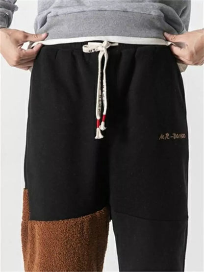 Oversized Fleece Cartoon Bear Harem Pants for Men