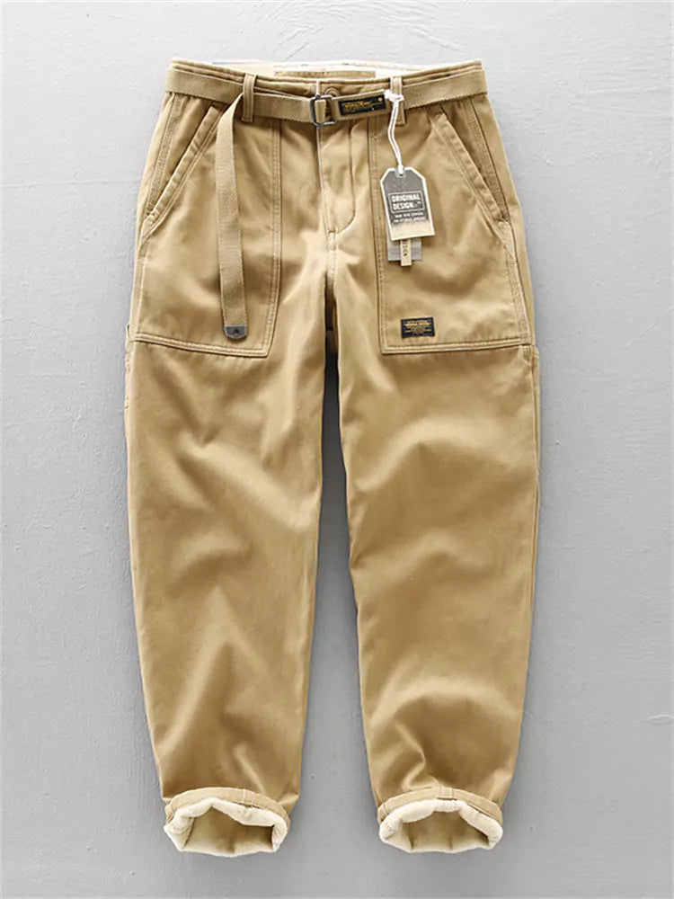 Pantalones cargo para hombre con forro polar