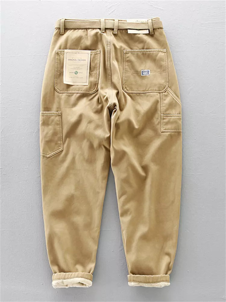 Pantalones cargo para hombre con forro polar