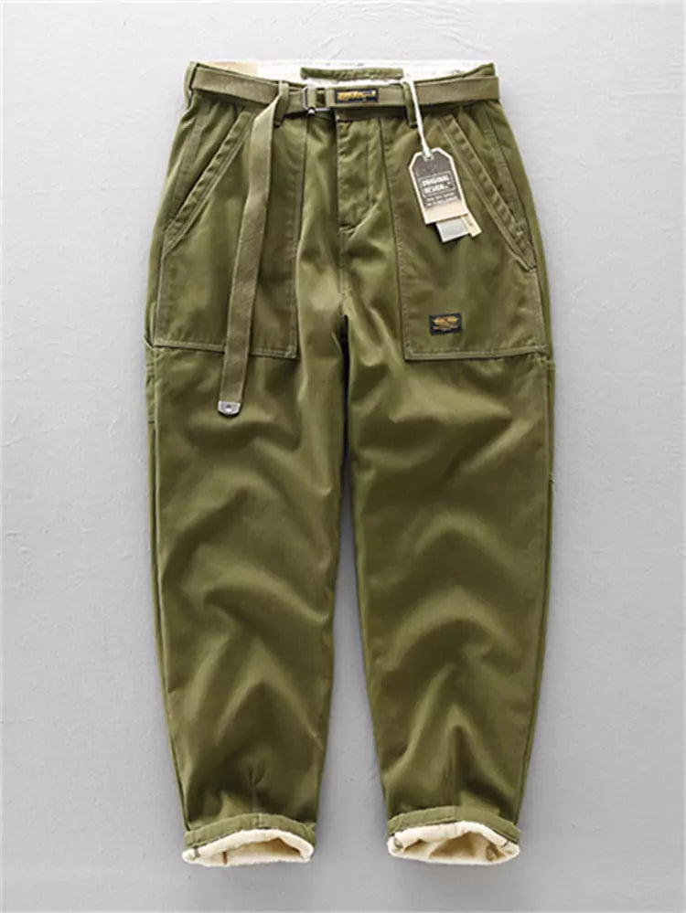 Pantalones cargo para hombre con forro polar