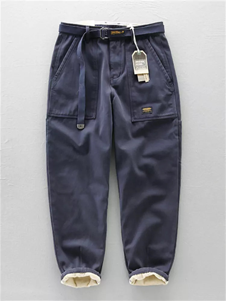 Pantalones cargo para hombre con forro polar