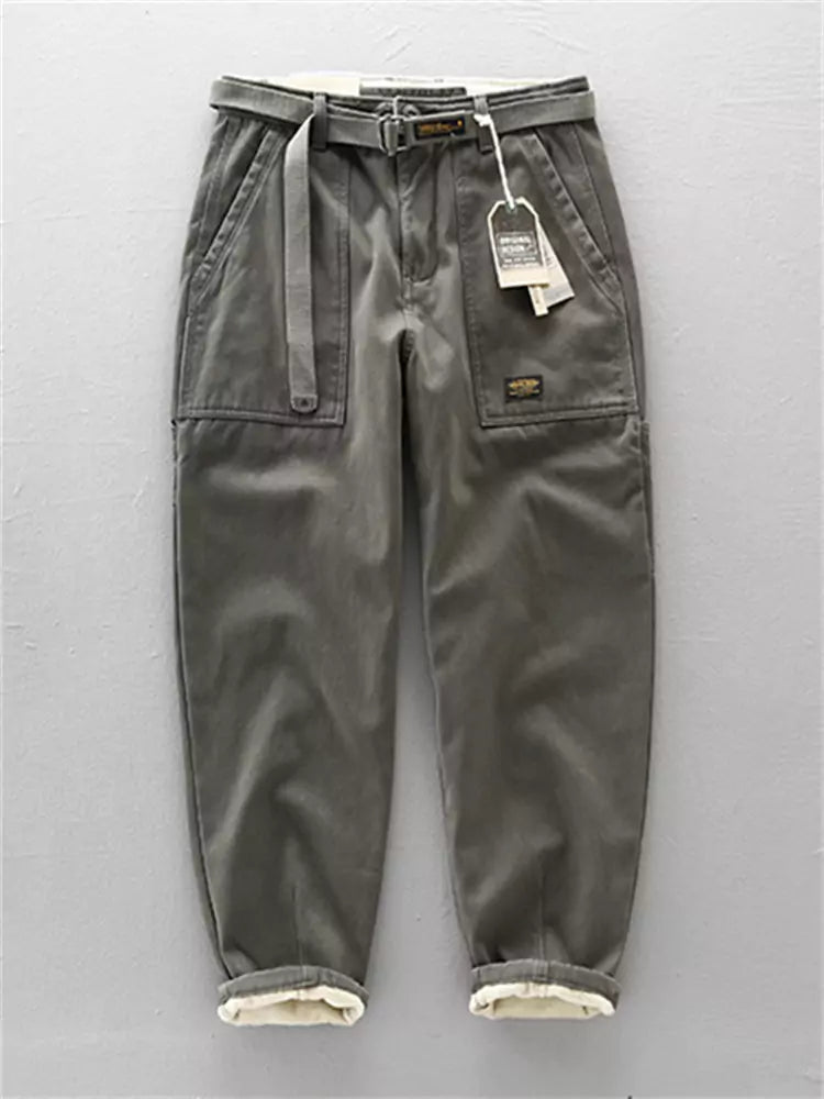 Pantalones cargo para hombre con forro polar