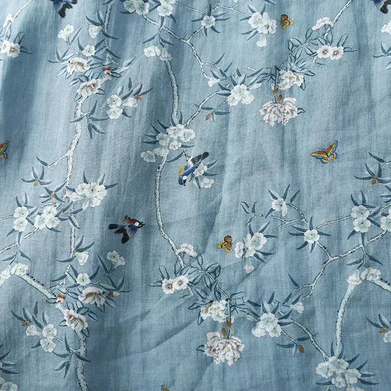 Floral Print A-Line Midi Dress Short Sleeve Round Neck