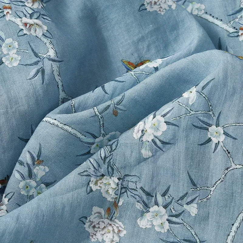 Floral Print A-Line Midi Dress Short Sleeve Round Neck