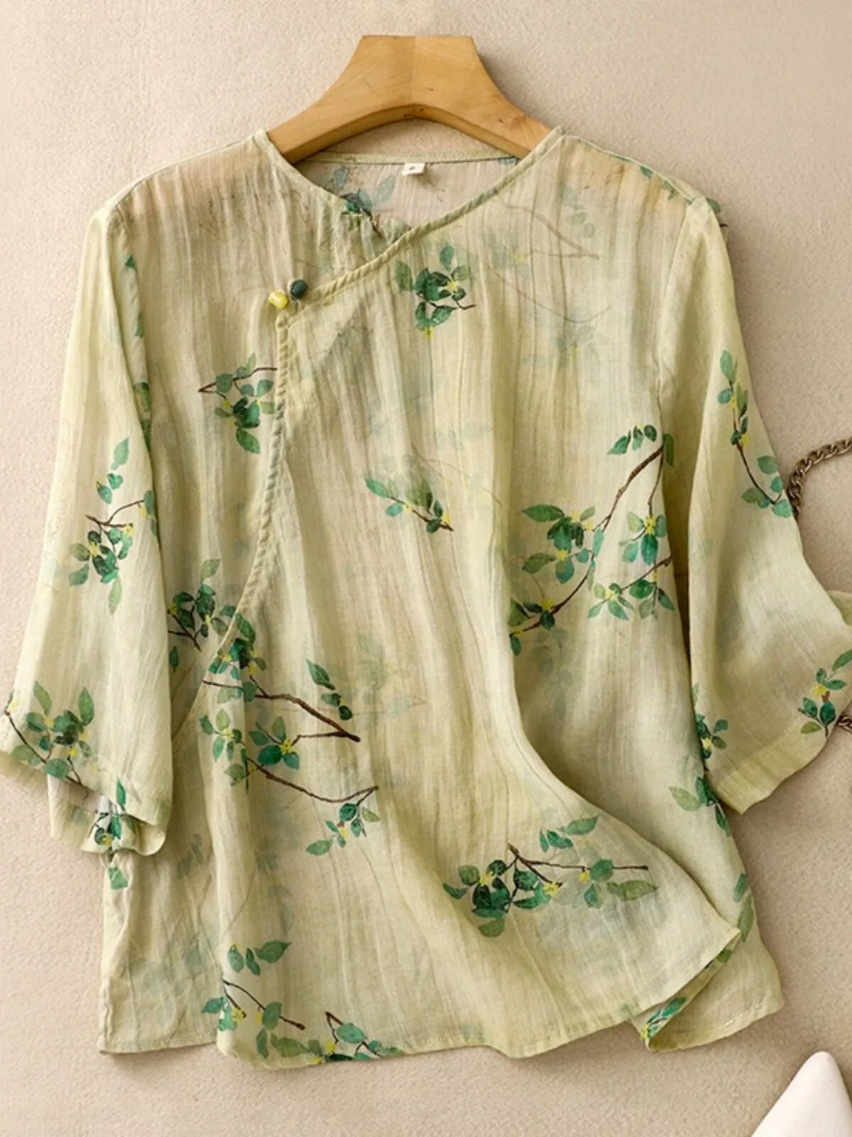 Floral Print Cotton Linen Three Quarter Sleeve Shirt - product image 3 - unknown