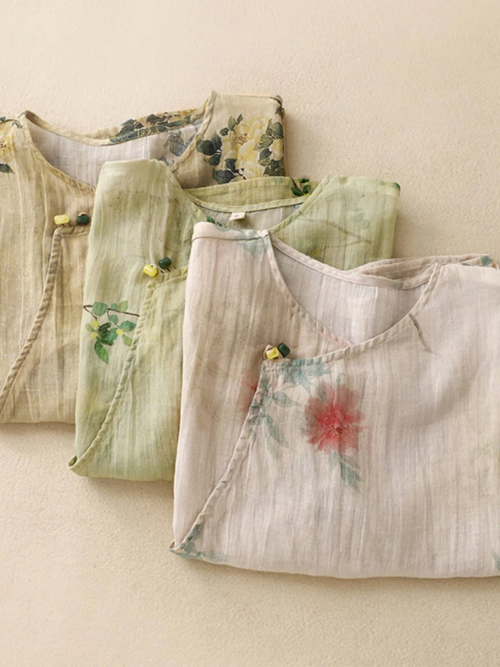 Floral Print Cotton Linen Three Quarter Sleeve Shirt - product image 4 - unknown