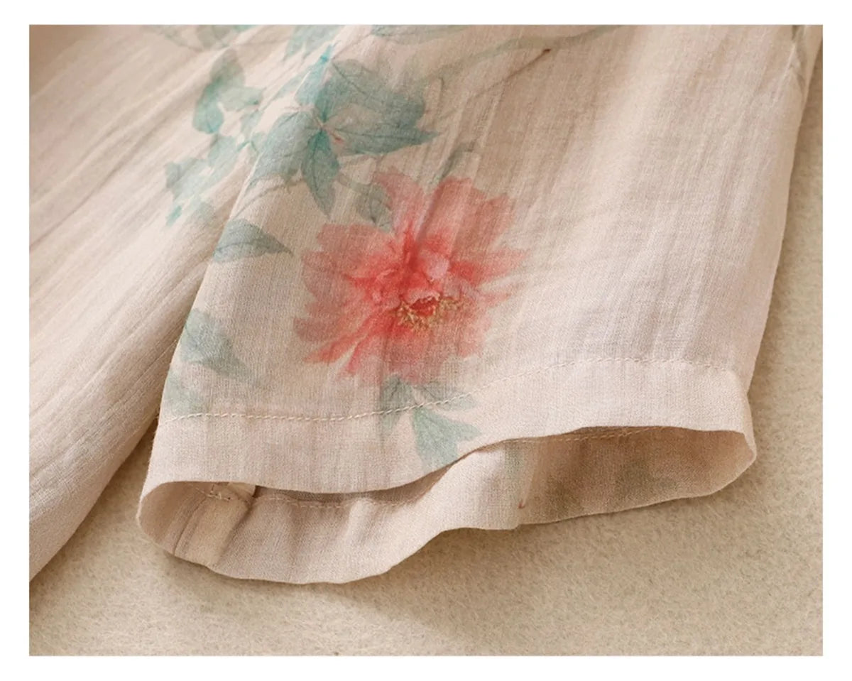 Floral Print Cotton Linen Three Quarter Sleeve Shirt - product image 7 - unknown