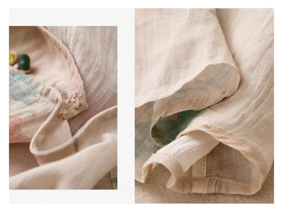 Floral Print Cotton Linen Three Quarter Sleeve Shirt - product image 10 - unknown