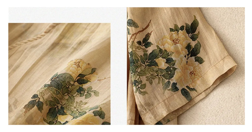 Floral Print Cotton Linen Three Quarter Sleeve Shirt - product image 13 - unknown