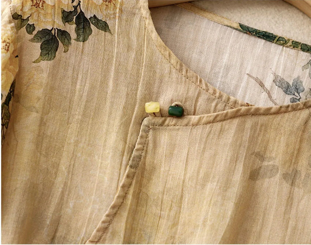 Floral Print Cotton Linen Three Quarter Sleeve Shirt - product image 14 - unknown