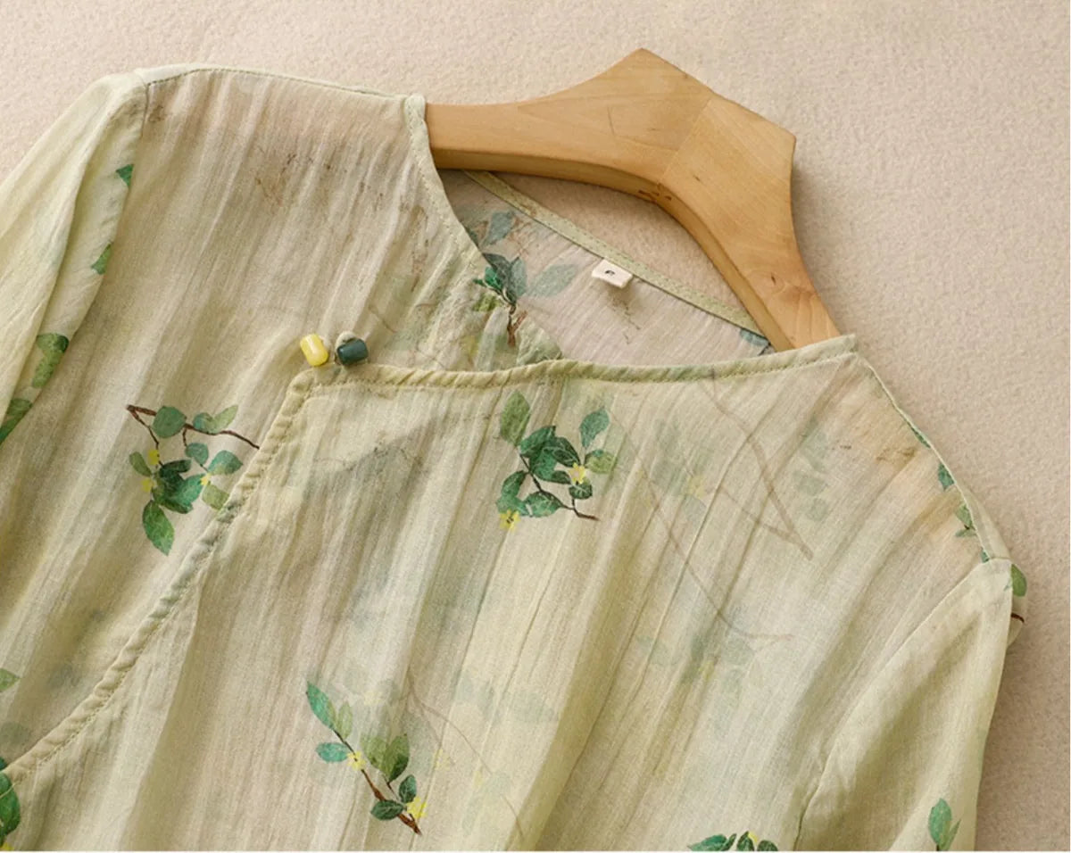 Floral Print Cotton Linen Three Quarter Sleeve Shirt - product image 17 - unknown