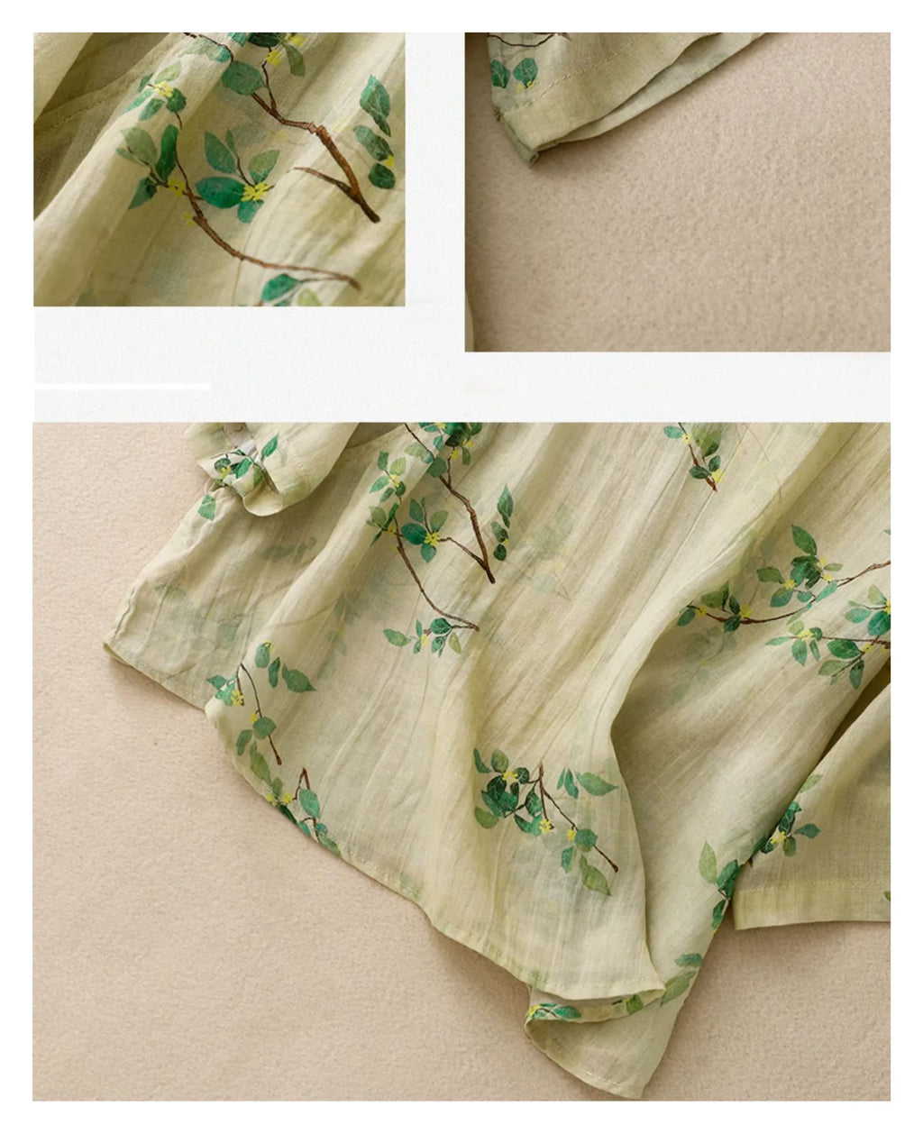 Floral Print Cotton Linen Three Quarter Sleeve Shirt - product image 18 - unknown