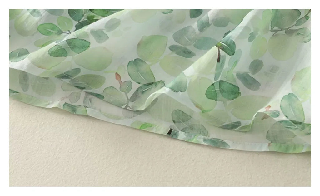 Floral Print Cotton Linen Three Quarter Sleeve Shirt - detail view